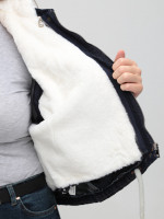 Куртка женская джинсовая с мехом внутри синяя укороченная 518-2