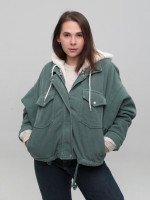 Куртка женская вельветовая с мехом ментоловая укороченная 518-5