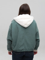 Куртка женская вельветовая с мехом ментоловая укороченная 518-5