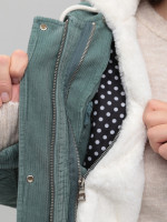 Куртка женская вельветовая с мехом ментоловая укороченная 518-5