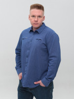 Сорочка чоловіча синя в клітку жатка великий розмір 8807-B-1