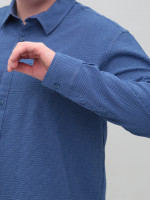 Сорочка чоловіча синя в клітку жатка великий розмір 8807-B-1