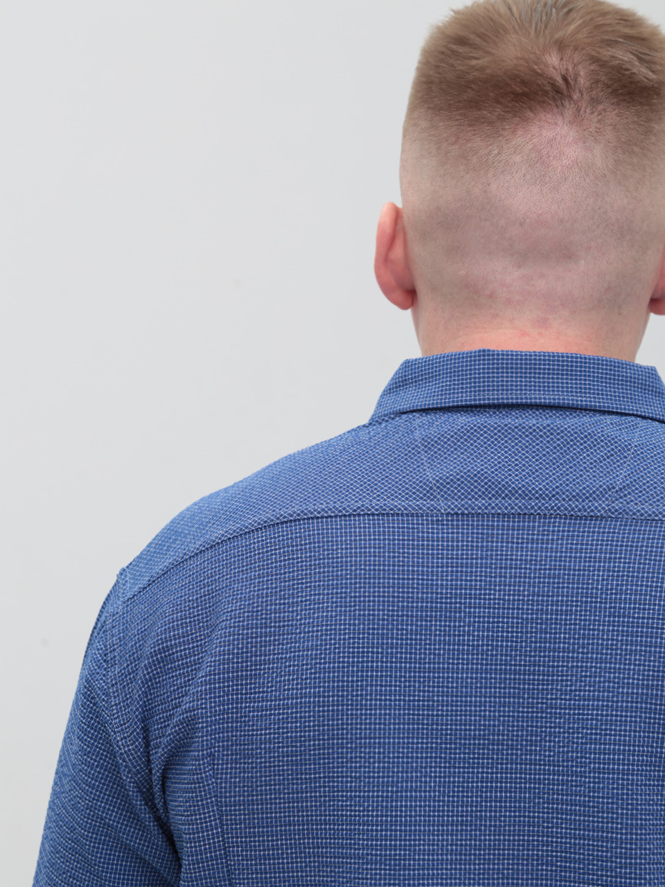 Сорочка чоловіча синя в клітку жатка великий розмір 8807-B-1