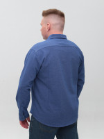 Сорочка чоловіча синя в клітку жатка великий розмір 8807-B-1
