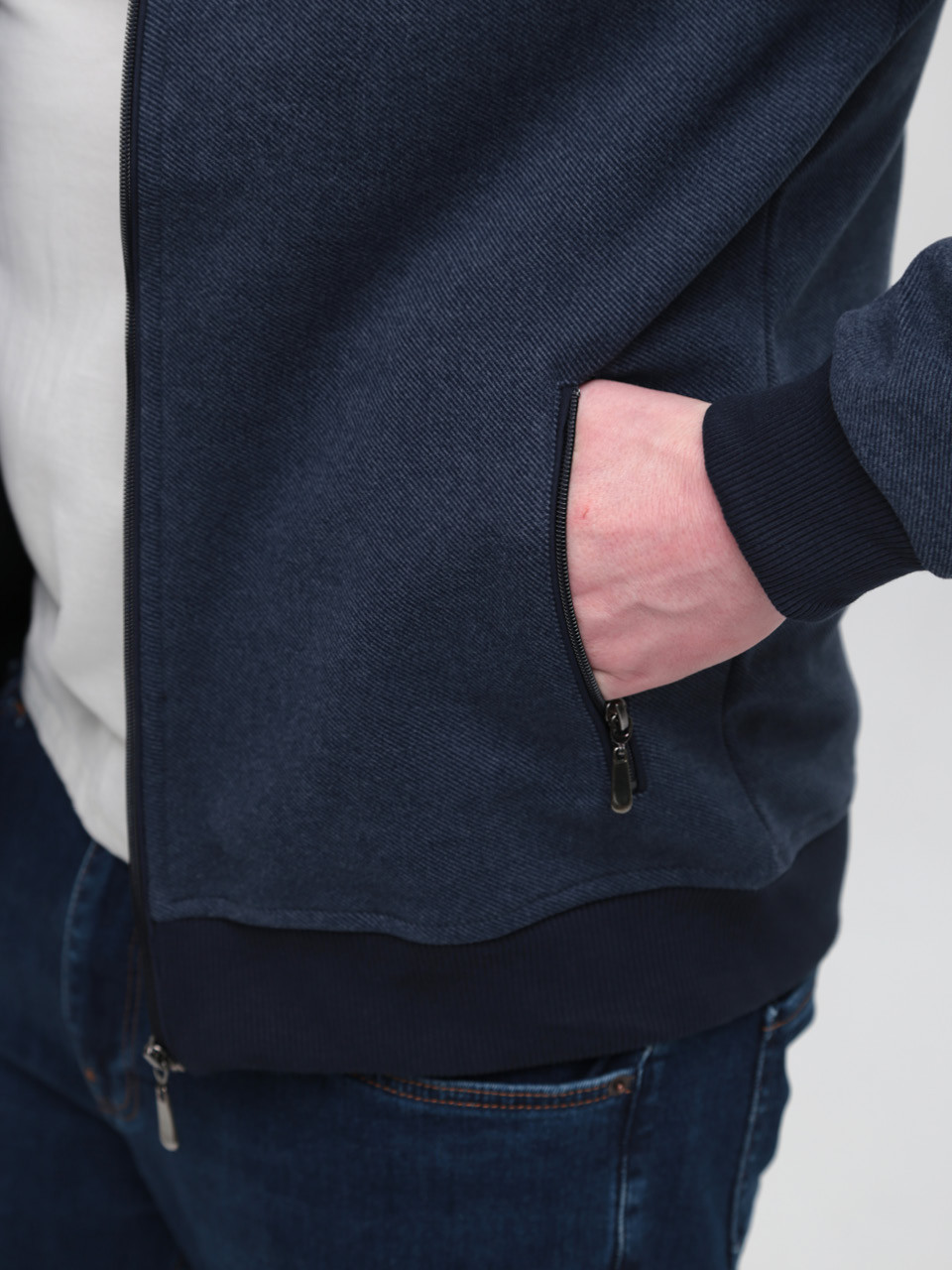 Кофта чоловіча синя на блискавці 500-2