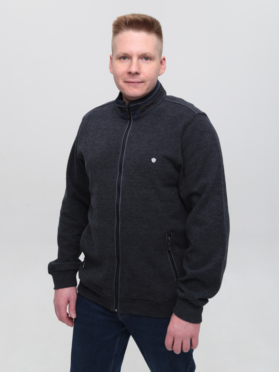 Кофта чоловіча темно-синя на блискавці 18-2