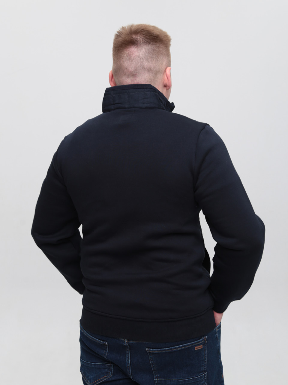 Кофта чоловіча темно-синя на блискавці з флісом 73-2