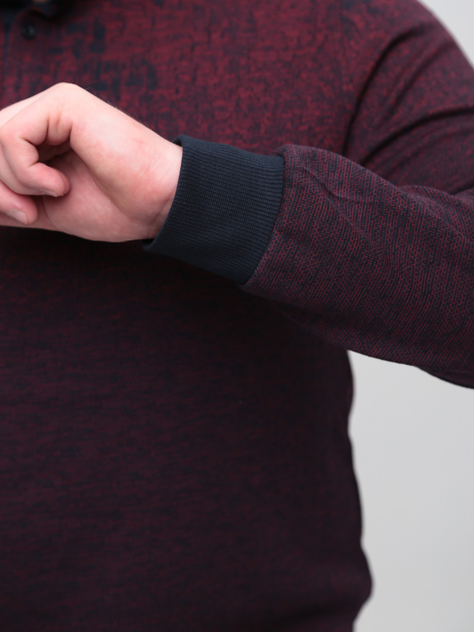 Поло чоловіче бордове з довгим рукавом 9301-2