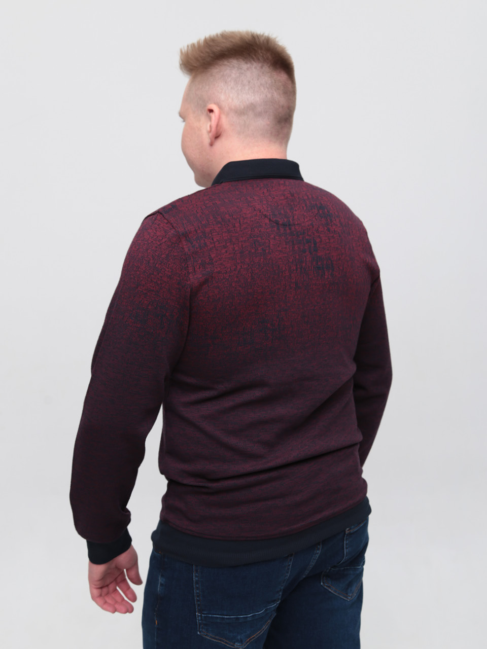 Поло чоловіче бордове з довгим рукавом 9301-2