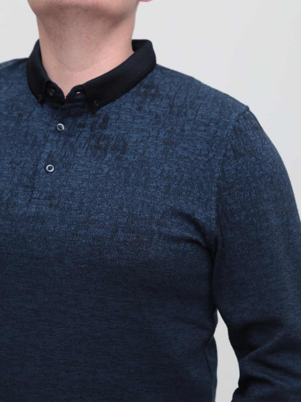 Поло чоловіче темно-синє з довгим рукавом 9301-1