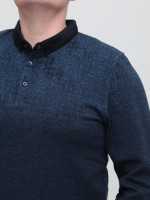 Поло чоловіче темно-синє з довгим рукавом 9301-1