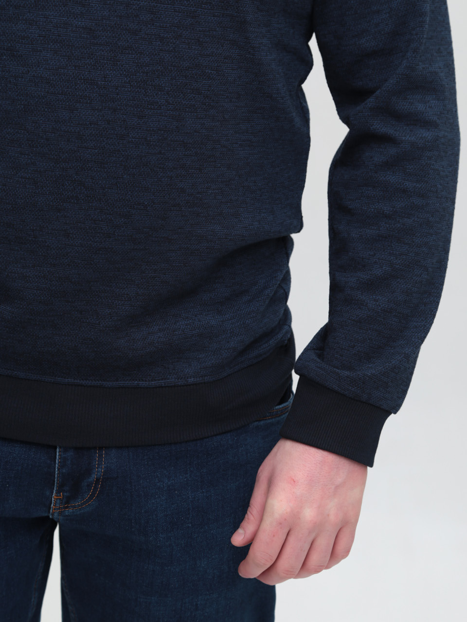 Поло чоловіче темно-синє з довгим рукавом 9301-1