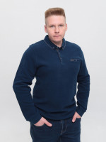 Поло чоловіче темно-синє з довгим рукавом великий розмір 9111-B-1