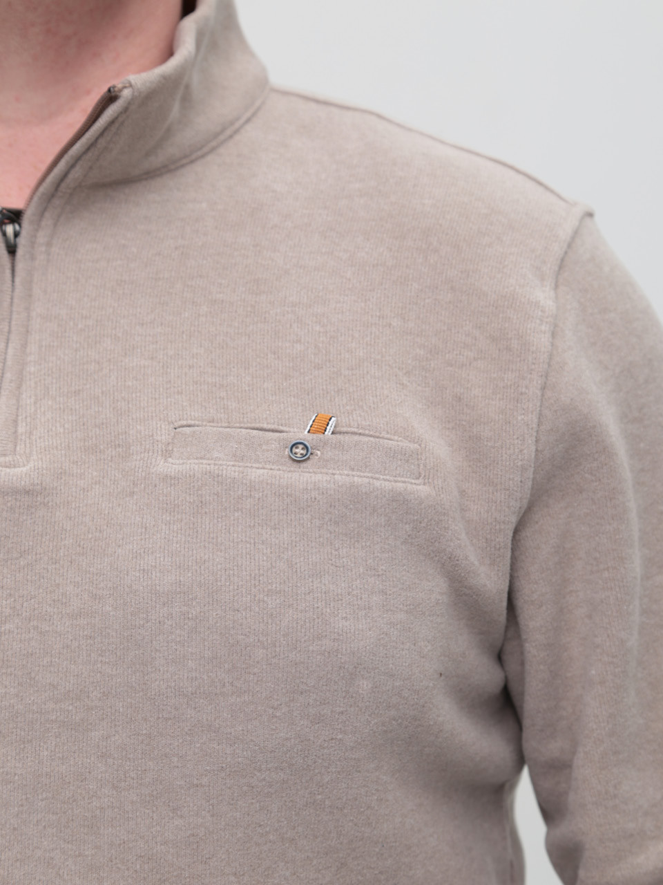 Джемпер чоловічий світло-бежевий з коміром стійка 9137-5