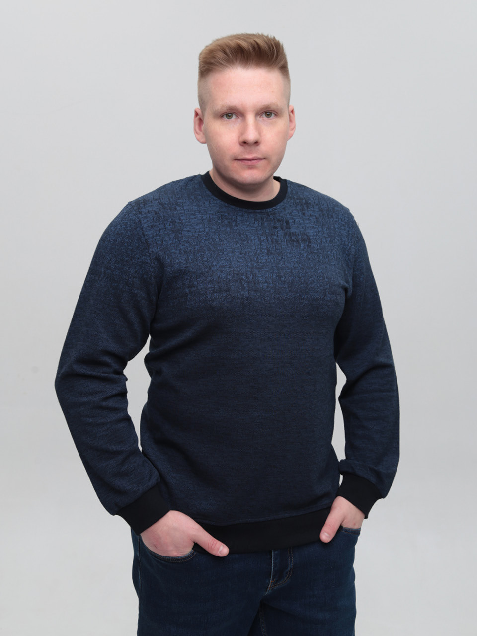 Джемпер чоловічий темно-синій тонкий 8301-1