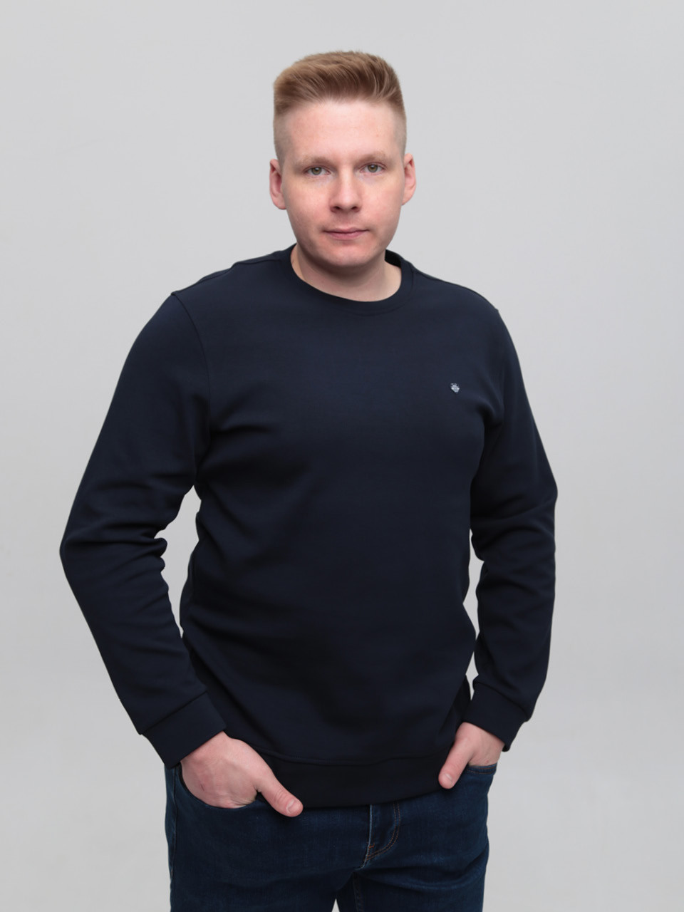 Світшот чоловічий темно-синій однотонний 8503-1