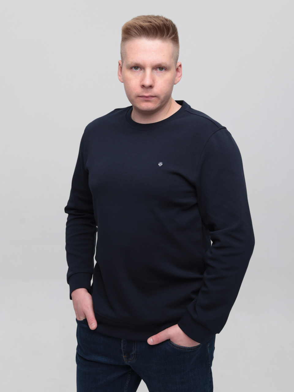 Світшот чоловічий темно-синій однотонний 8503-1