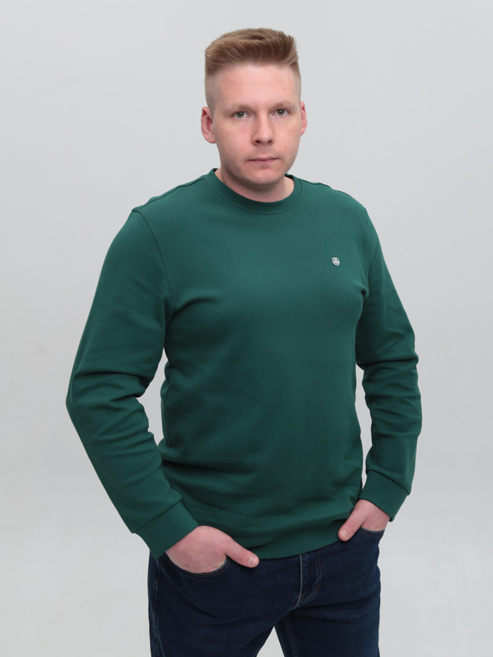 Світшот чоловічий зелений однотонний 8503-3