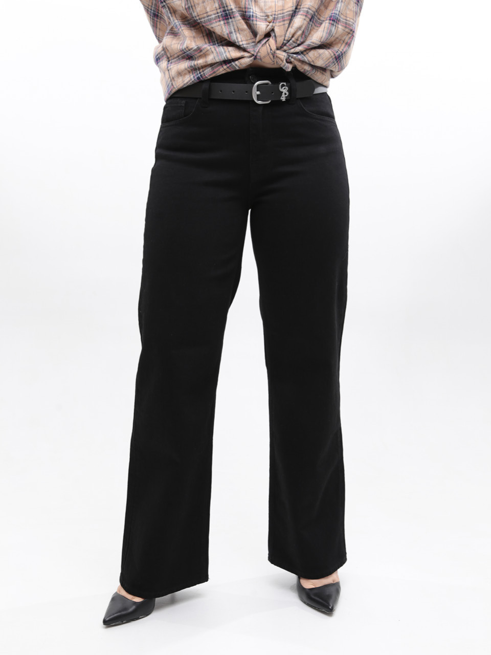 Джинси жіночі чорні широкі великий розмір 1209-2-B