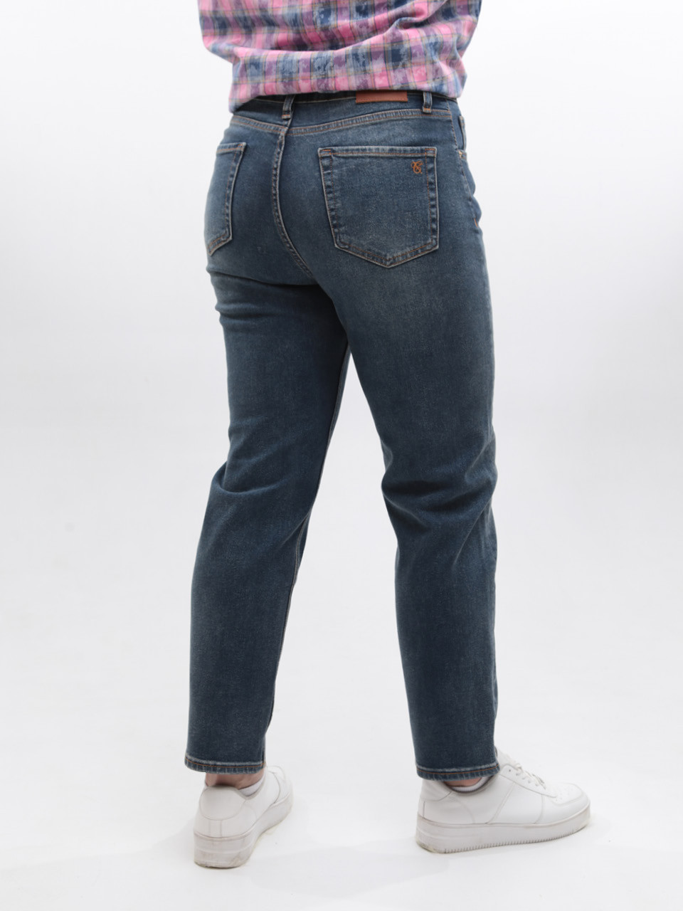 Джинси жіночі брудно-сині МОМ прямі великі розміри 1612-B