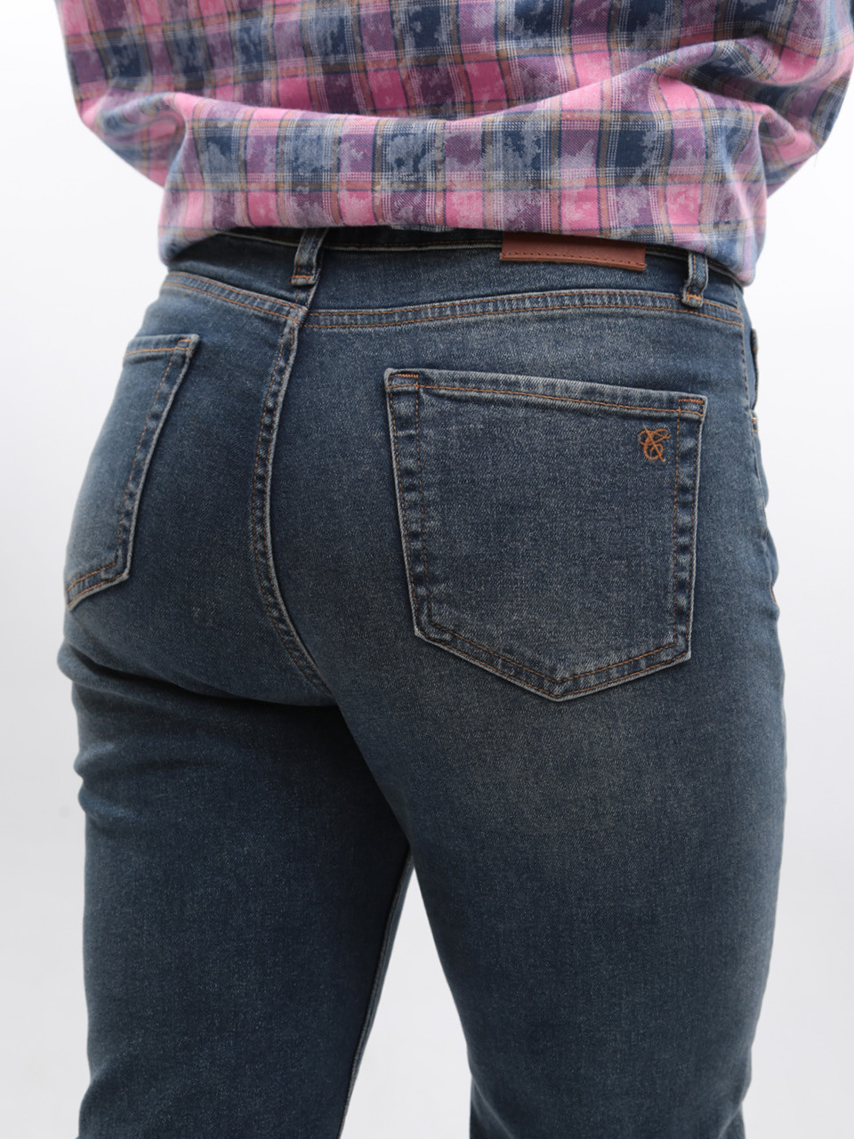 Джинси жіночі брудно-сині МОМ прямі великі розміри 1612-B