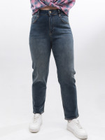 Джинси жіночі брудно-сині МОМ прямі великі розміри 1612-B