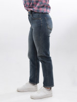 Джинси жіночі брудно-сині МОМ прямі великі розміри 1612-B