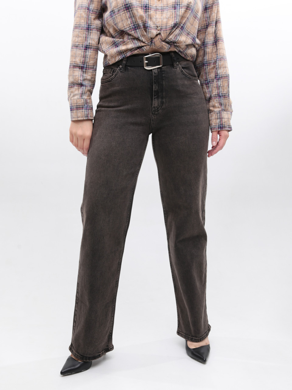 Джинси жіночі коричневі широкі зі стрейчем 3287-062