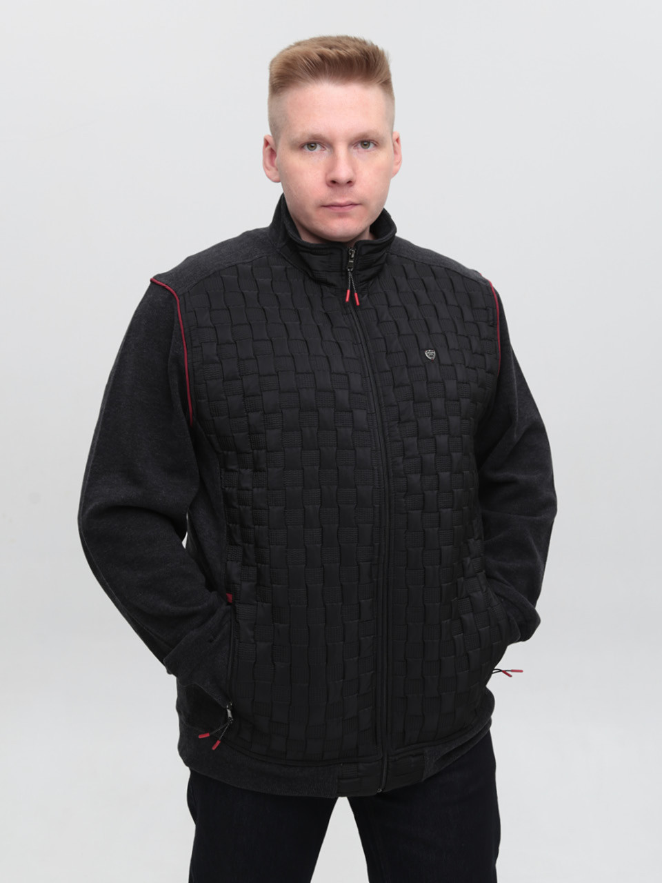 Кофта чоловіча чорна на блискавці великий розмір 06-B-1