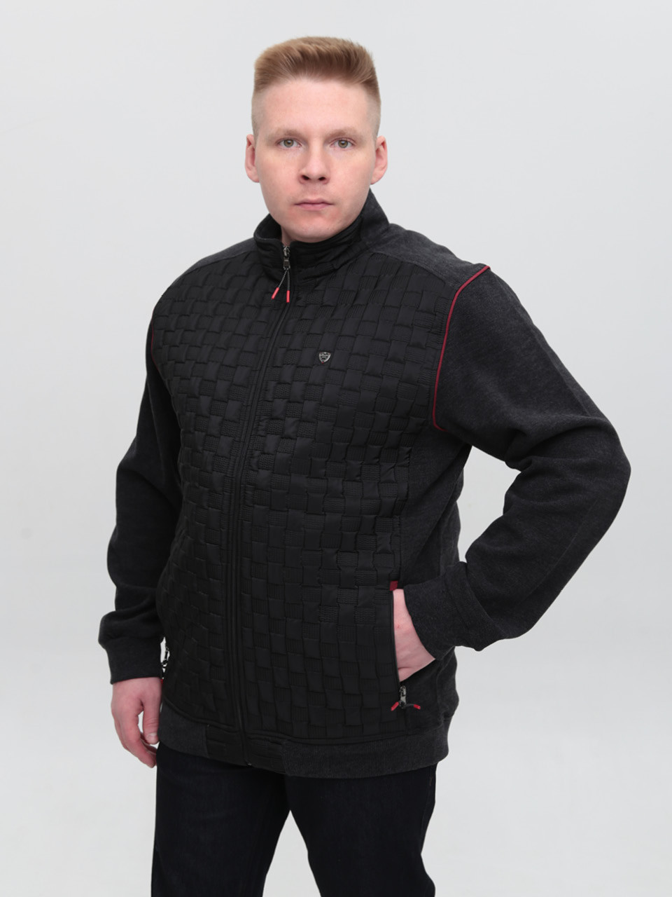 Кофта чоловіча чорна на блискавці великий розмір 06-B-1