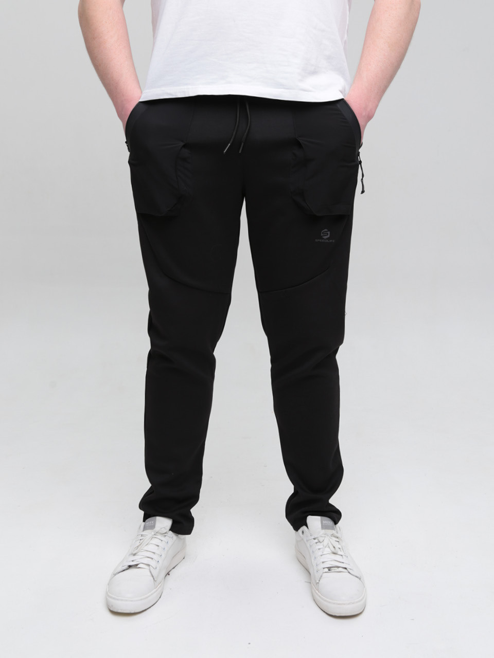 Спортивні штани чоловічі тонкі чорні 0227-1