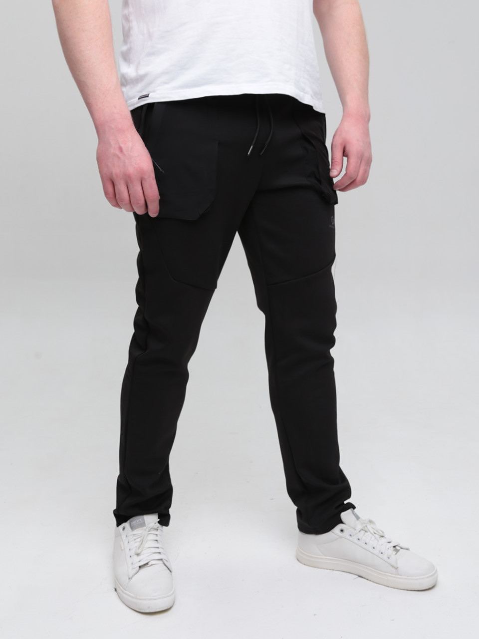 Спортивні штани чоловічі тонкі чорні 0227-1