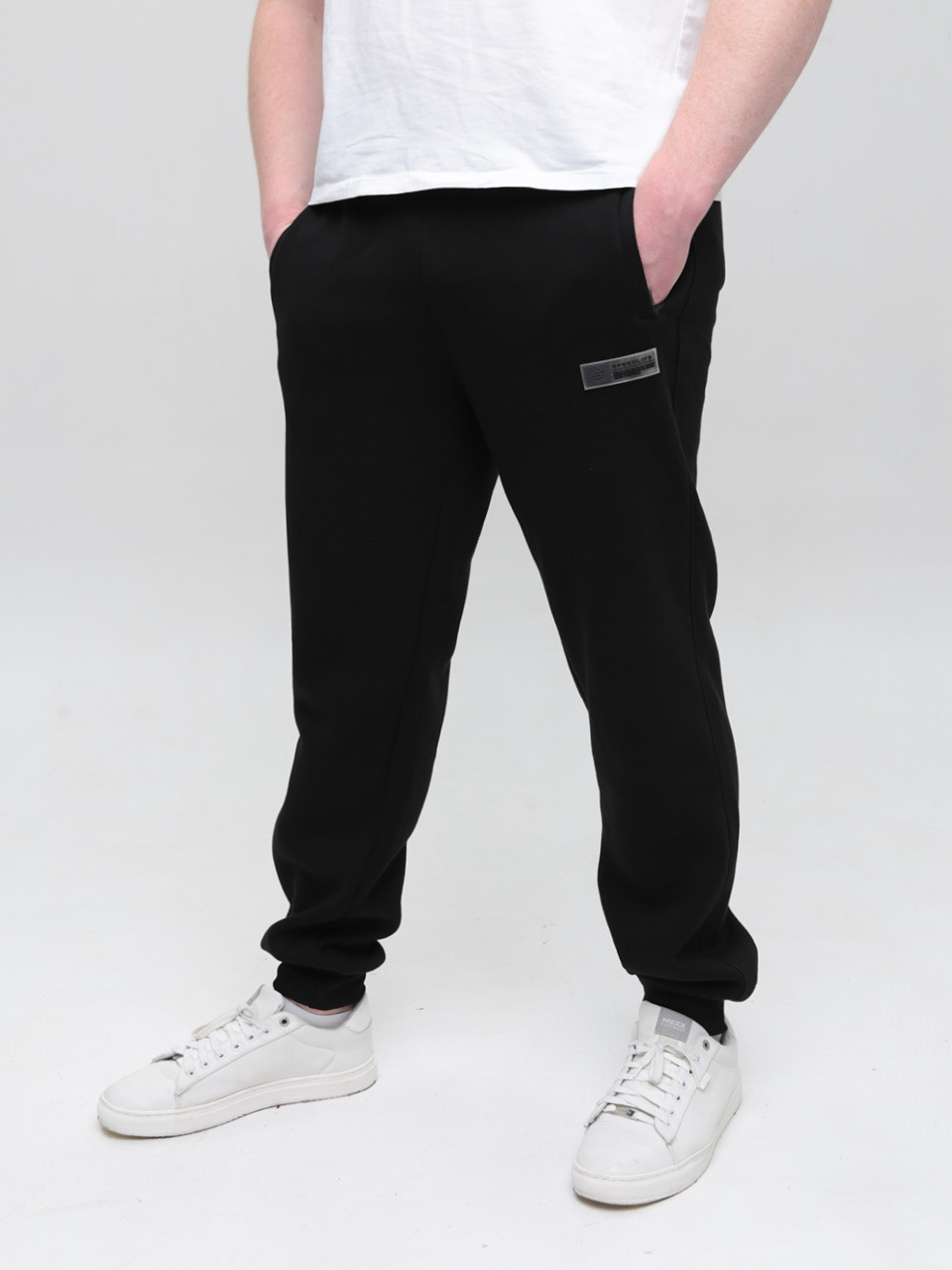Спортивні штани чоловічі чорні джогери на флісі 0229-1