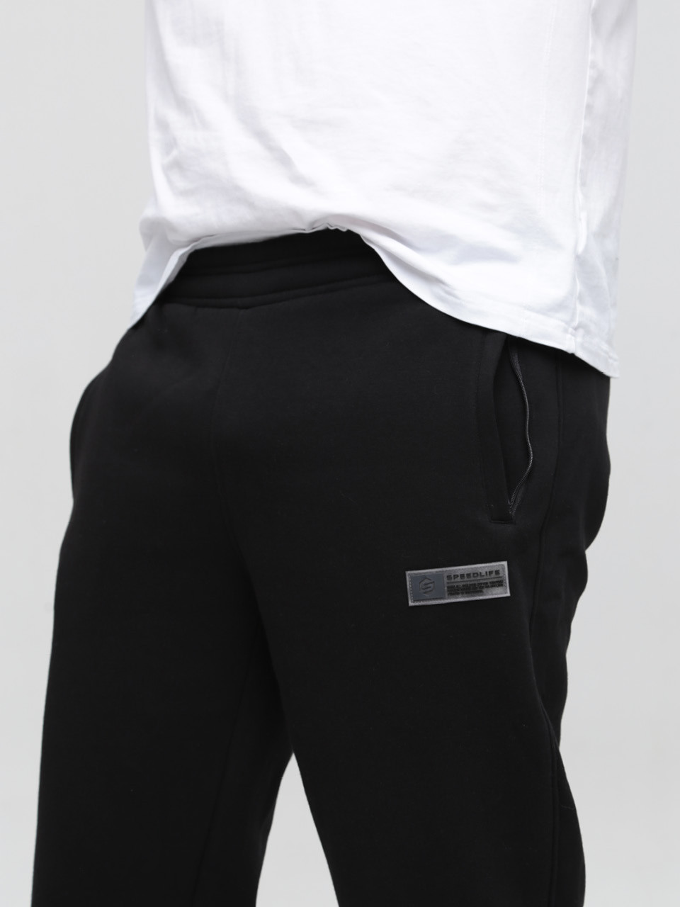 Спортивні штани чоловічі чорні джогери на флісі 0229-1