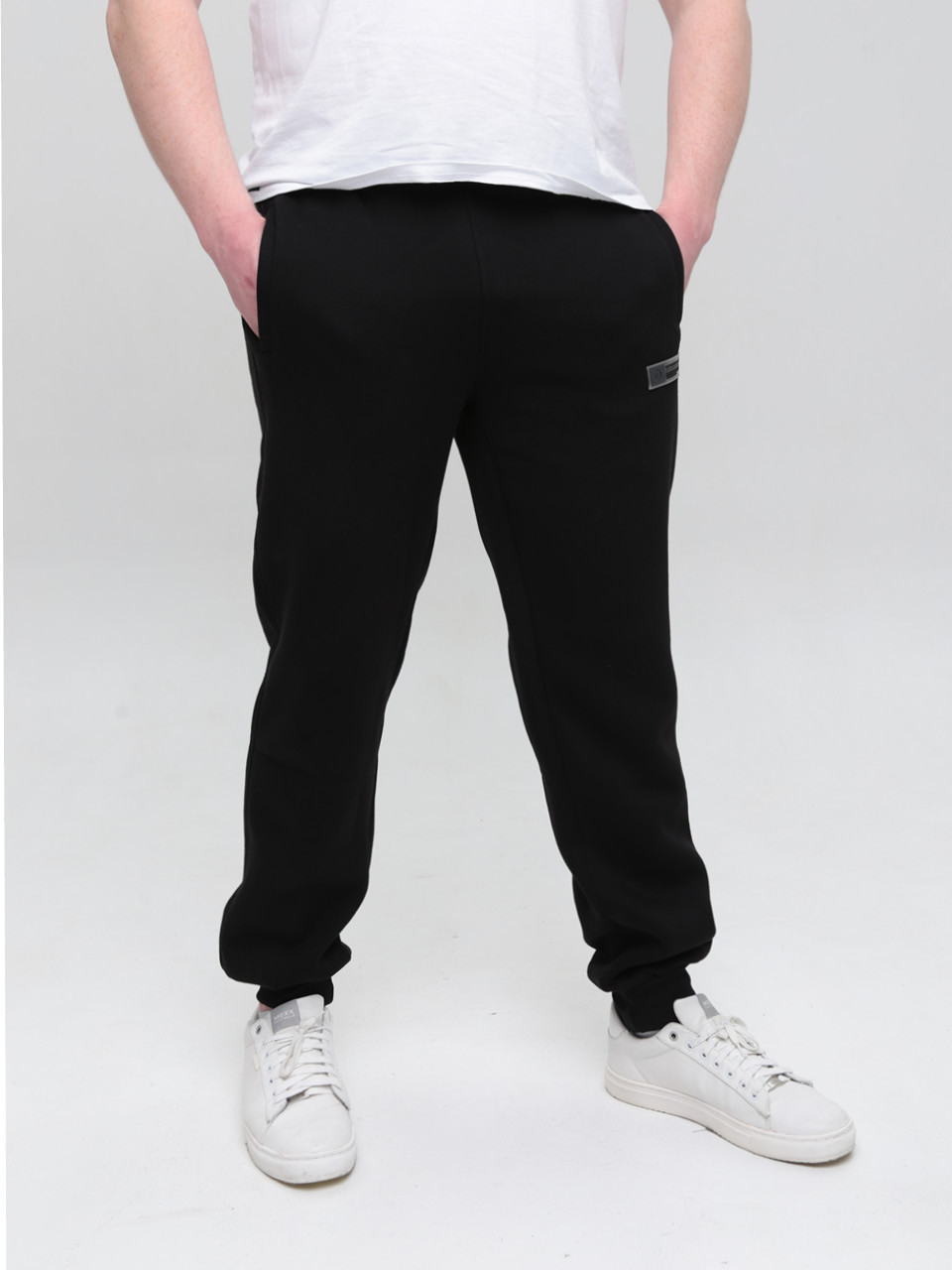 Спортивні штани чоловічі чорні джогери на флісі 0229-1