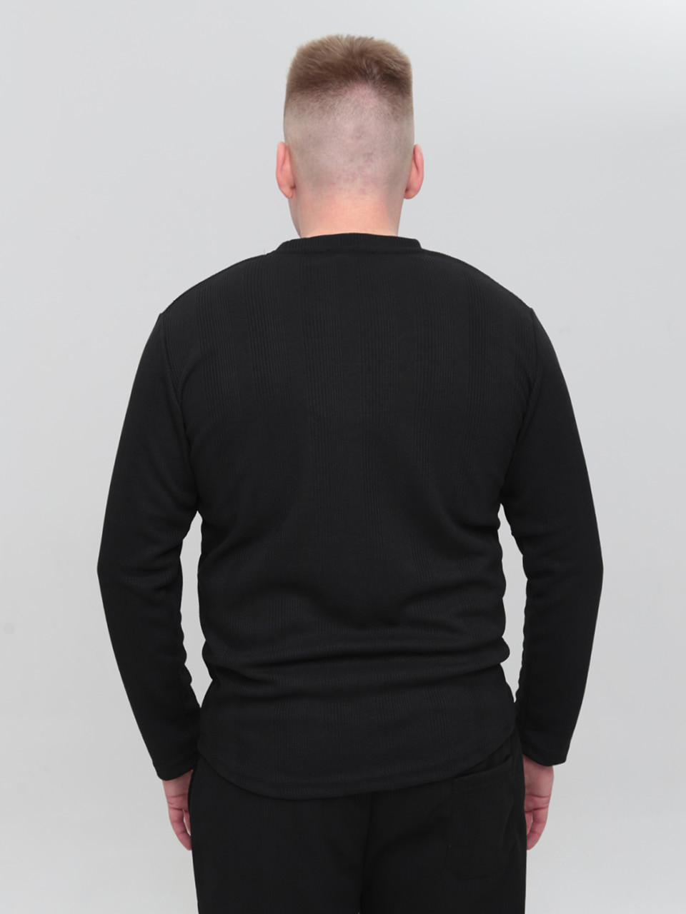 Лонгслив мужской черный тонкий прямой 5450-1