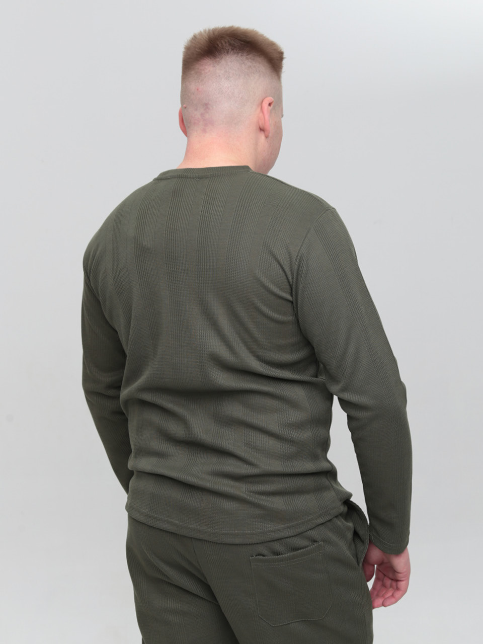 Лонгслив мужской хаки прямой тонкий 5450-2