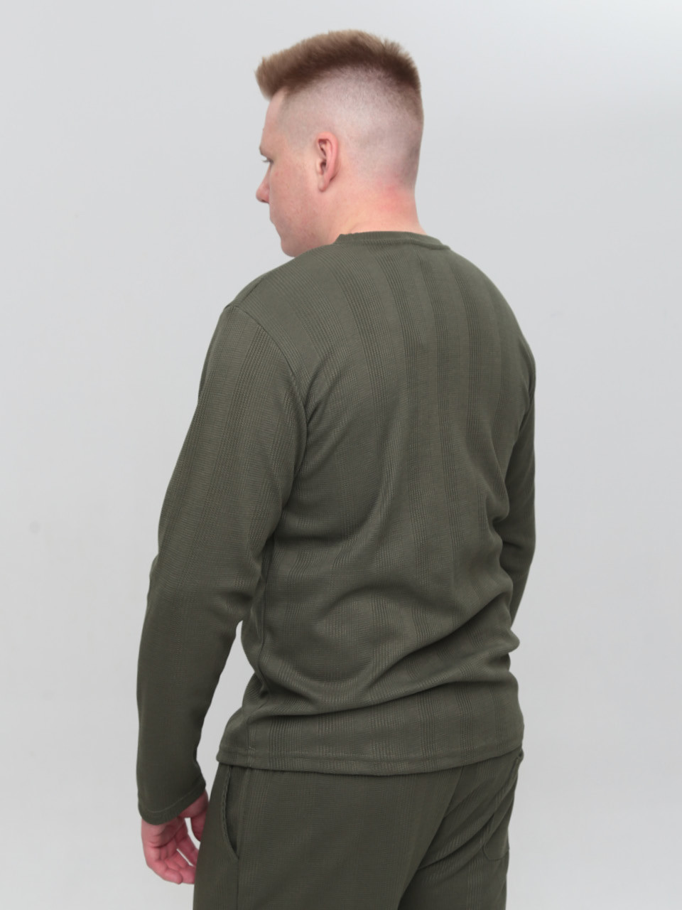 Лонгслив мужской хаки прямой тонкий 5450-2