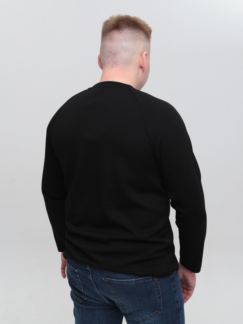 Лонгслив мужской черный прямой  5453-1
