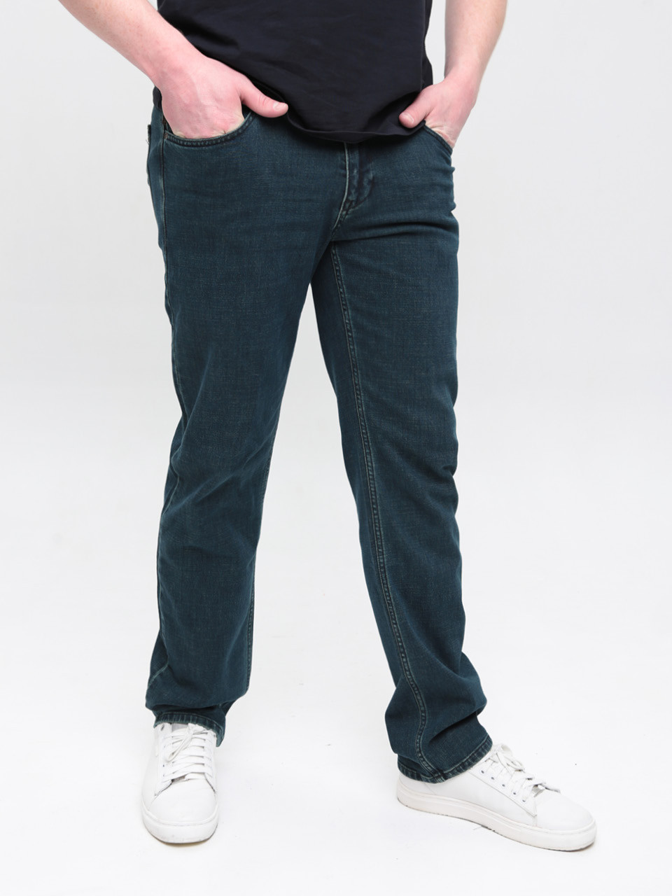 Джинсы мужские слим зеленые со стрейчем 4524