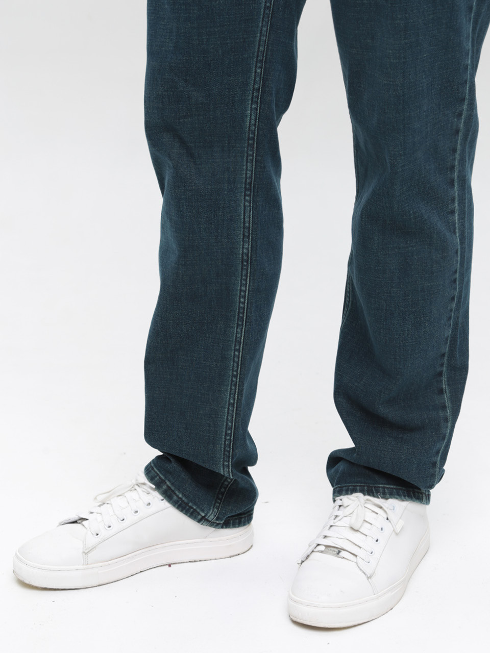 Джинсы мужские слим зеленые со стрейчем 4524