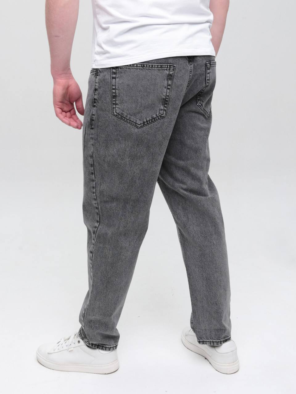 Джинсы мужские МОМ серые с высокой посадкой  2030-586