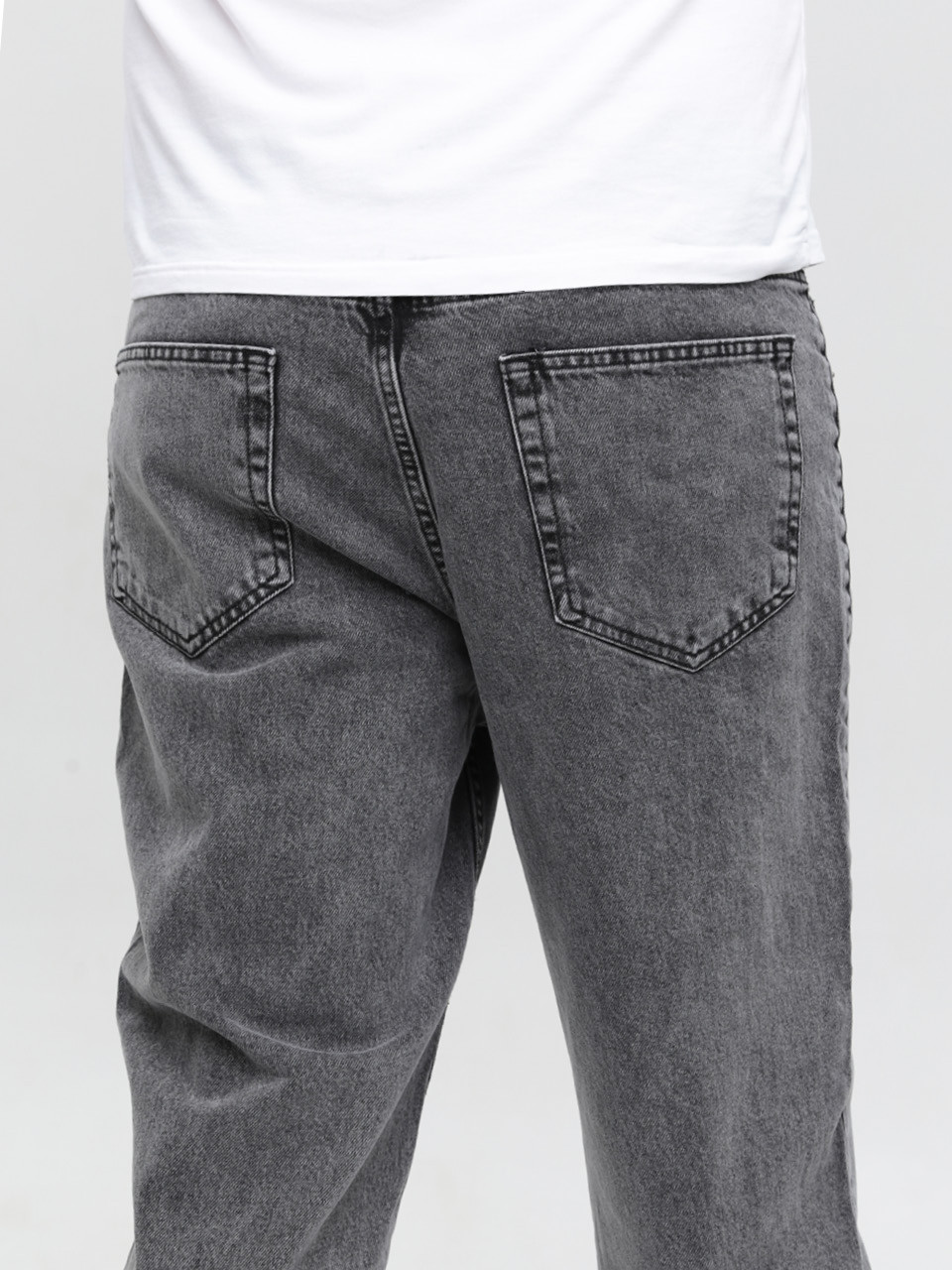 Джинсы мужские МОМ серые с высокой посадкой  2030-586