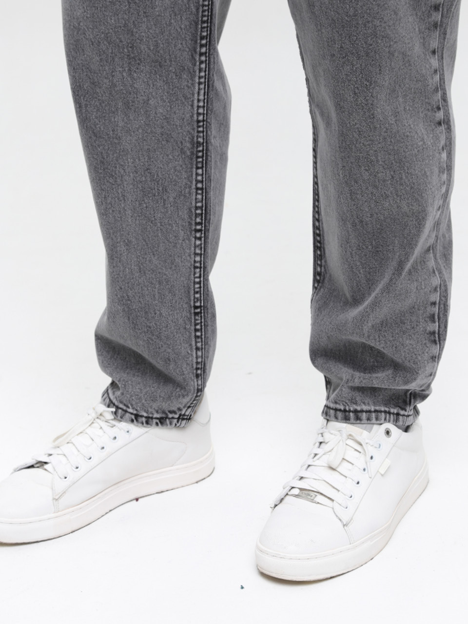 Джинсы мужские МОМ серые с высокой посадкой  2030-586