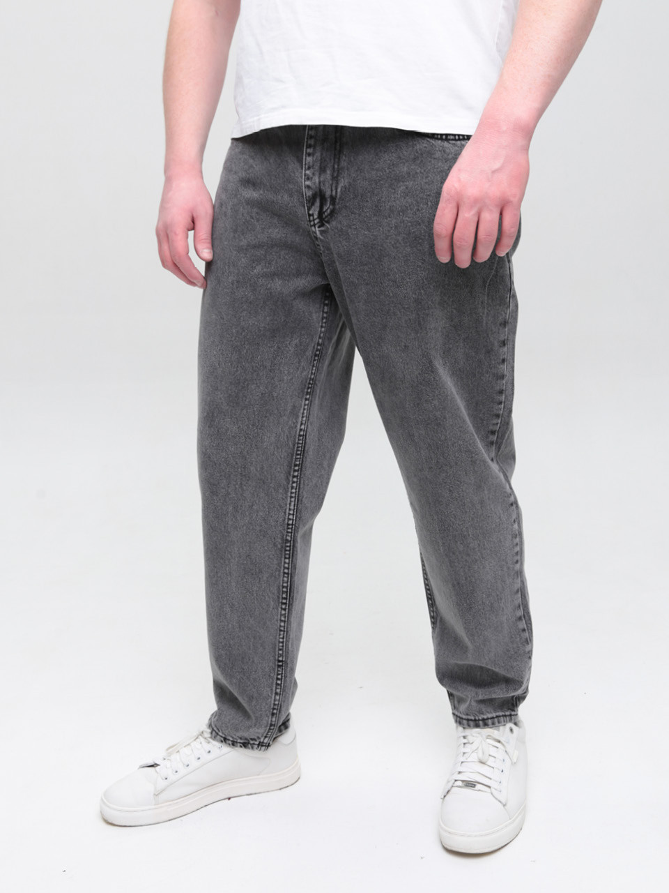 Джинсы мужские МОМ серые с высокой посадкой  2030-586