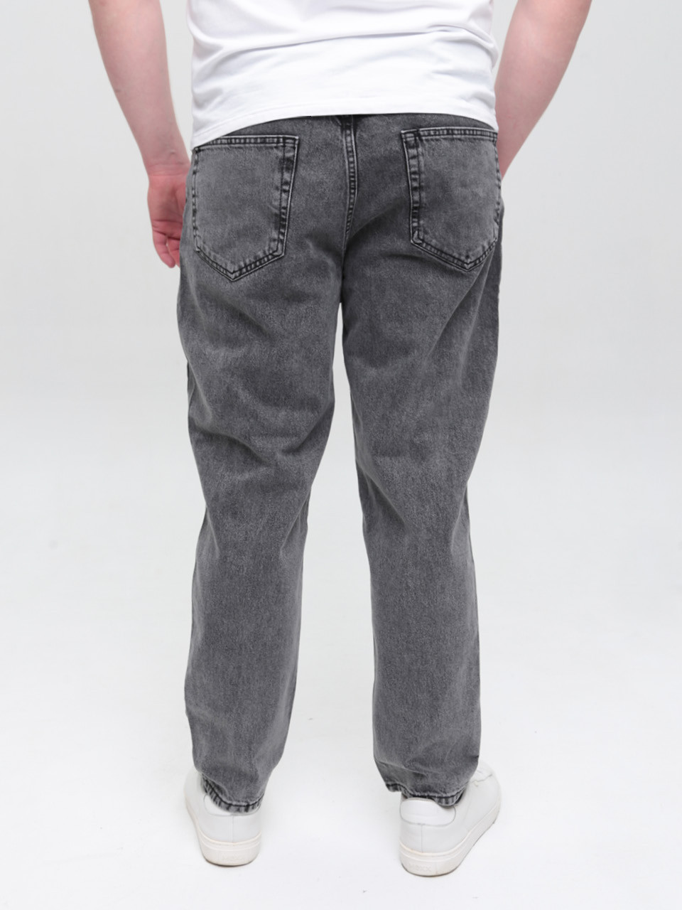 Джинсы мужские МОМ серые с высокой посадкой  2030-586