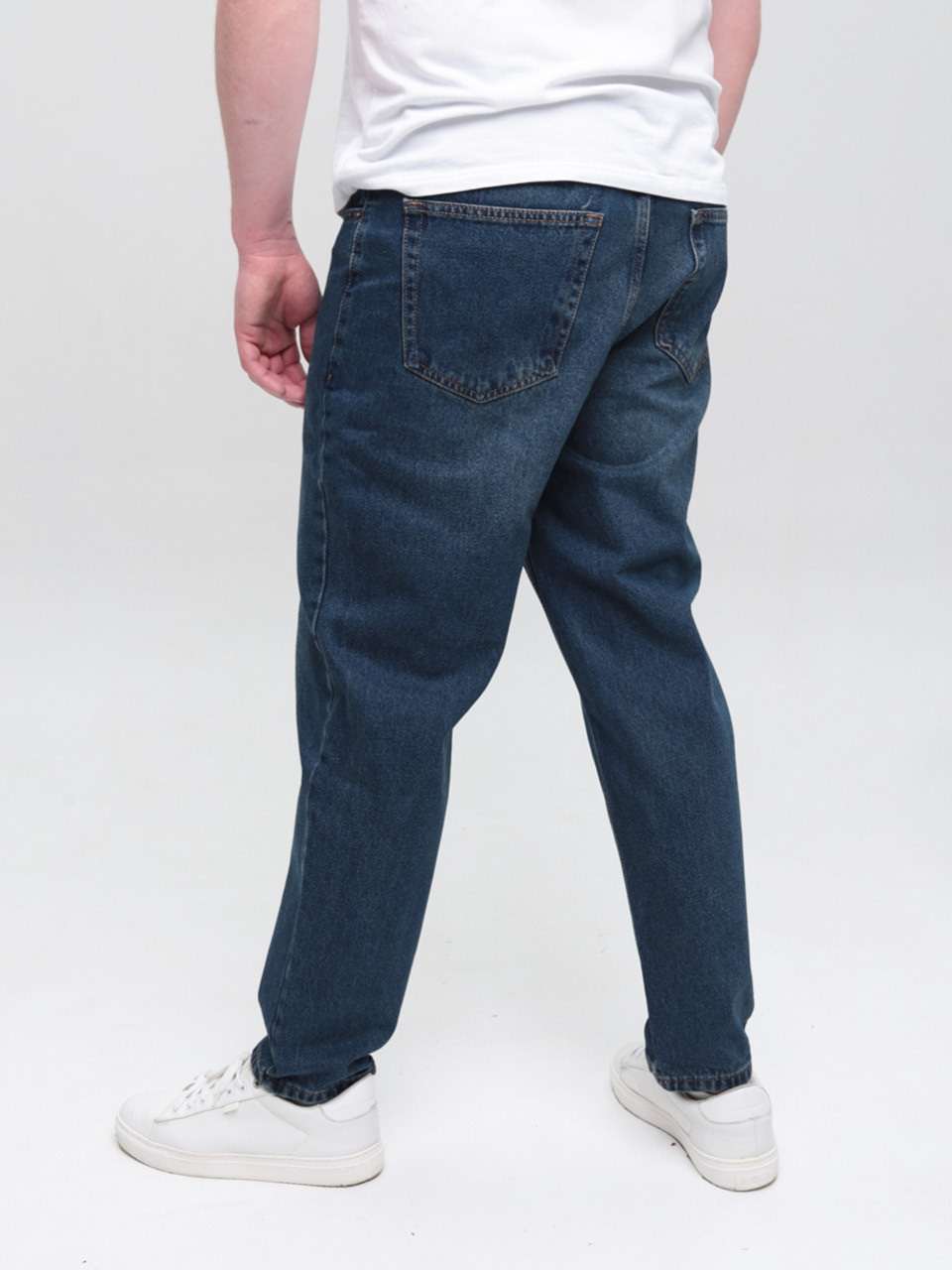 Джинсы мужские грязно-синие МОМ с высокой посадкой 2030-591