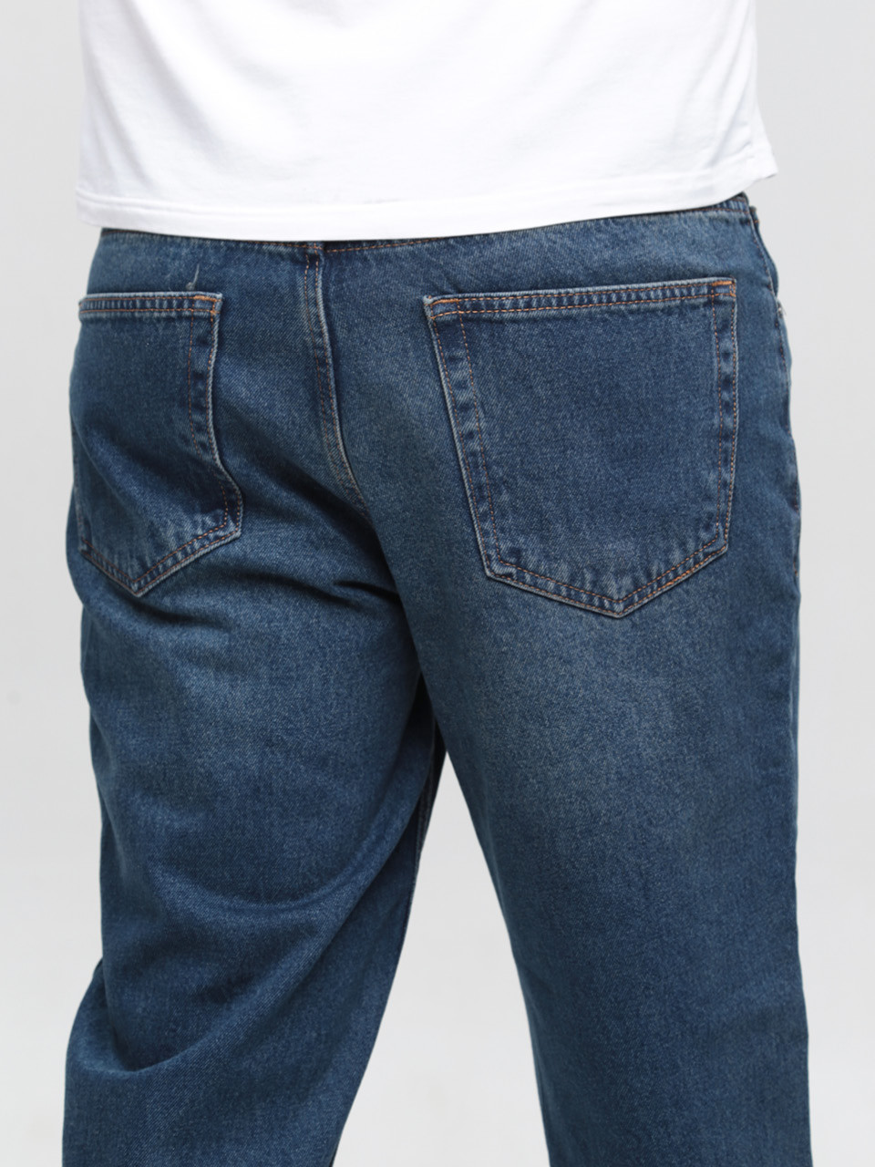Джинсы мужские грязно-синие МОМ с высокой посадкой 2030-591