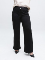 Брюки женские черные широкие теплые на резинке 10642-2