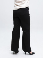 Брюки женские черные широкие теплые на резинке большие размеры 20642-B-2